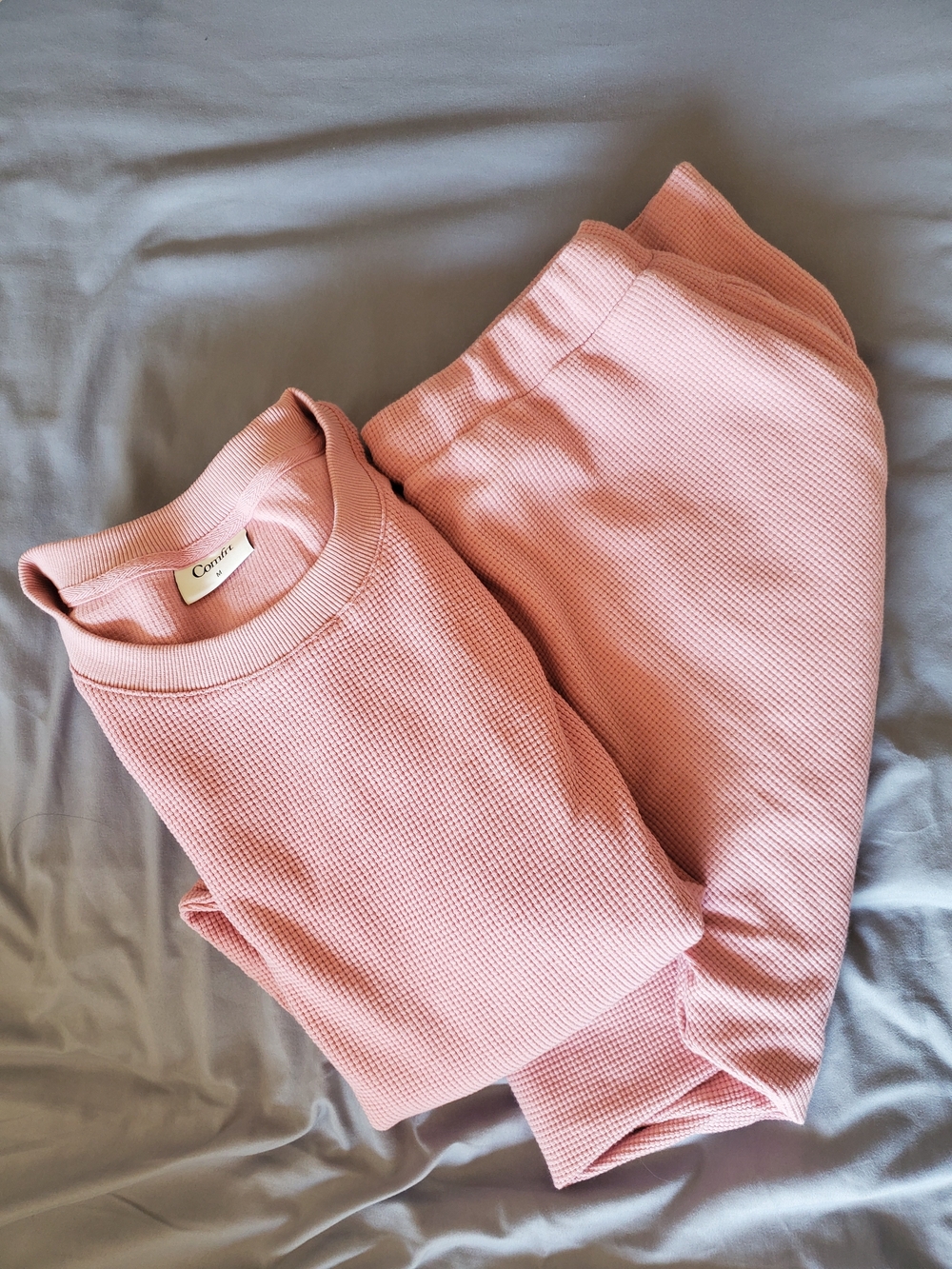 Comfrt Waffle Lounge Set - Baby Pink
